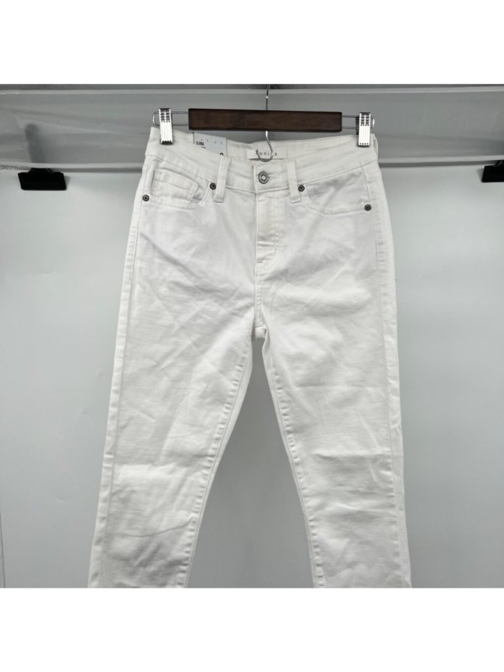 Eunina Womens Clara Skinny Crop Jeans White Frayed Cuff Size 3 New - Picture 2 of 9